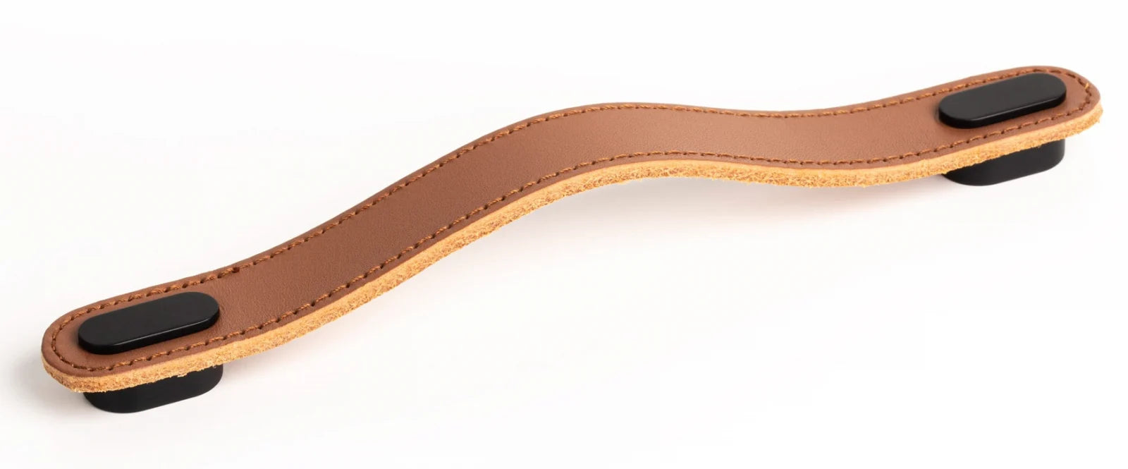 Maner Oblong din piele bej pentru mobilier, cu ornament finisaj negru mat